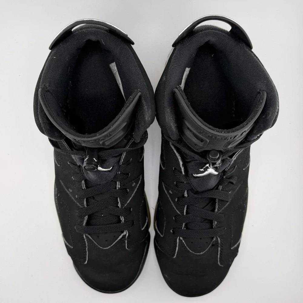 Air Jordan 6 Retro GS Black Metallic Silver Sneakers 7Y/8.5W DX2835-001 No Box